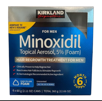 #ad Kirkland Signature Minoxidil 5% Foam for Men – Hair Regrowth – 6 Month Supply $87.00