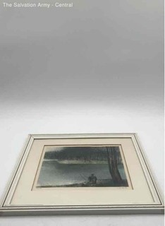 Harold Altman Etching Green Wooden Rectangular Elegant Art Decor Frame