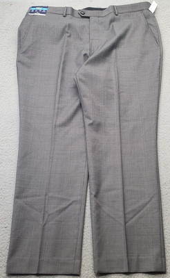 Stafford Coolmax Dress Pants Men 42x30 Multi Houndstooth Flat Front Wrinkle Free