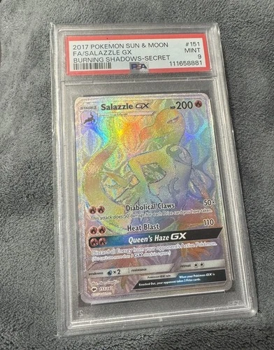 Pokémon TCG Salazzle GX Burning Shadows 151/147 Holo Secret Rare PSA 9