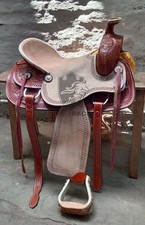WILD RACE Western Natural Strip Leather Strip Down Roper Ranch Saddle