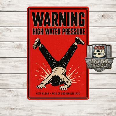 #ad #ad Red Background Black Border Caution Pressure Metal Sign $11.15