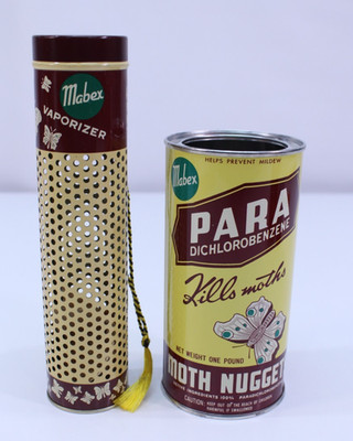 VTG Mabex Moth Ball Can Tin Advertising Brown Yellow Nuggets EMPTY SET LOT Mint