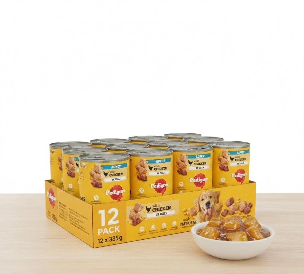 Pedigree Adult Wet Dog Food 12 x 385g Cans | Chicken in Jelly | Bulk 12 Pack