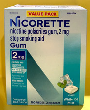 Nicorette 2 mg Ice Mint Nicotine Gum White Ice Mint - 160 Count EXP : 10/ 28