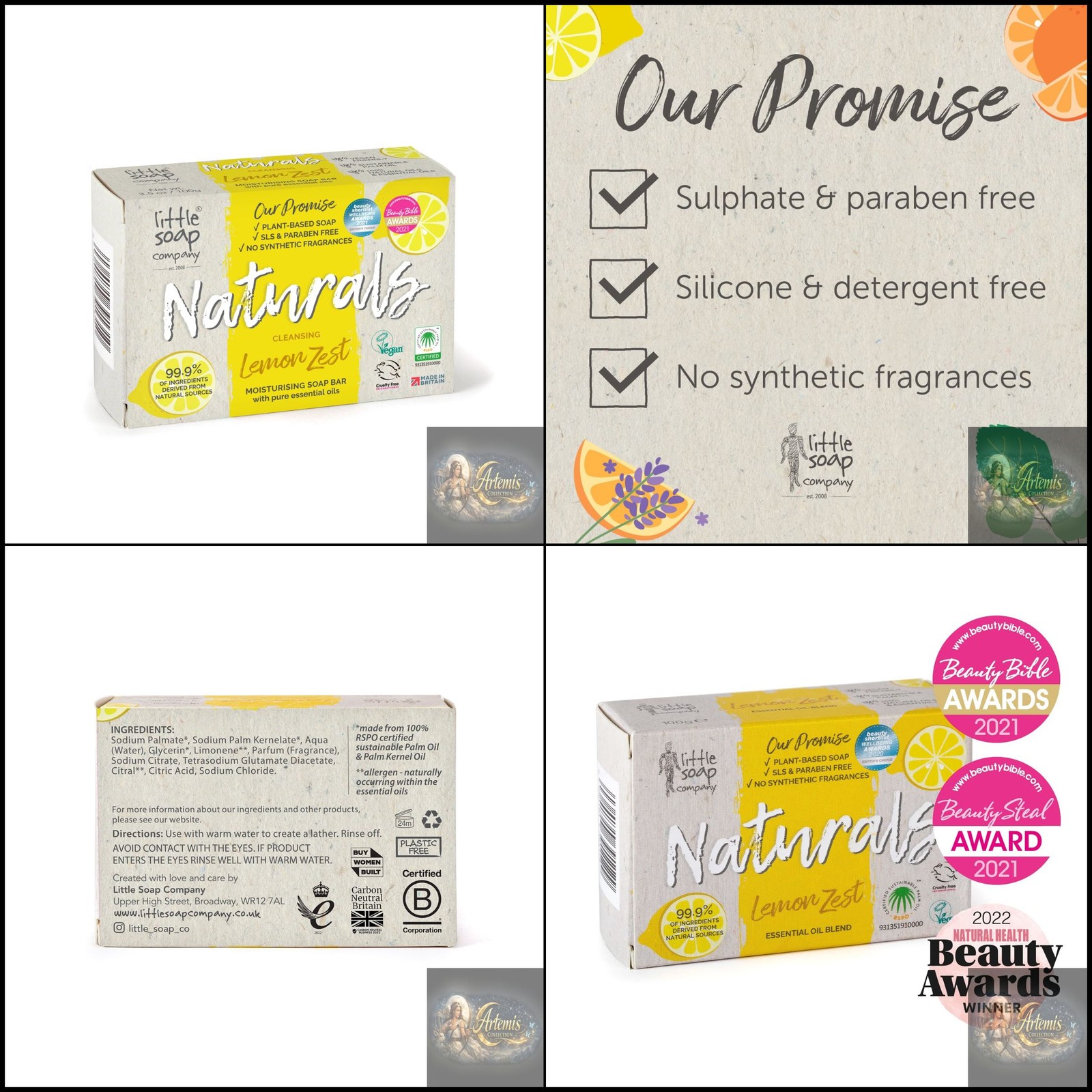 Little Soap Company Natural Range - Lemon Zest Bar, 100 g (Pack of 1) - Image 5