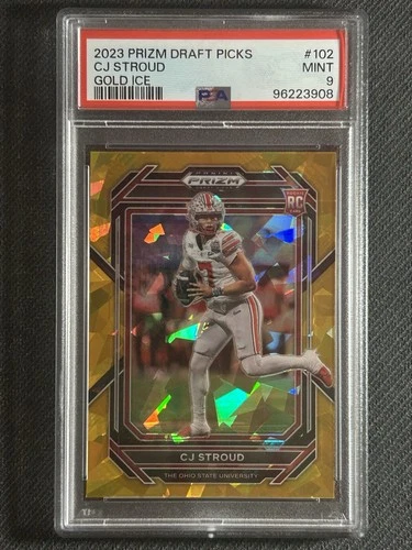 2023 Panini Prizm Draft Picks CJ Stroud Gold Ice #102 PSA 9 Texans Buckeyes RC