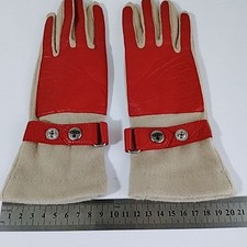 Vivienne Westwood Leather Wool Gloves Red Beige Unisex