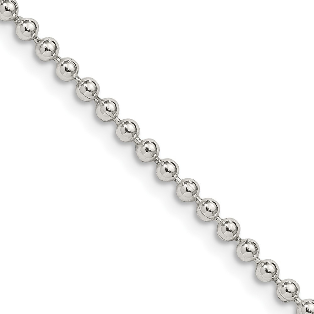 Sterling Silver 2.35mm Beaded Chain Necklace 30