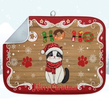 18x24 Inch Merry Christmas Cute Cat Absorbent Dish Drying Mat Kitchen Decor