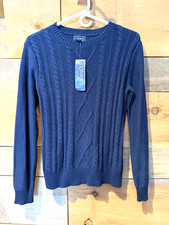 Vintage 90s CHAPS Cable Knit Sweater Woman  s L Fisherman Coastal Preppy Academia