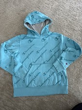 CHAMPION Pullover Hoodie Logo All Over Print Boys Youth Size M. On Sale  