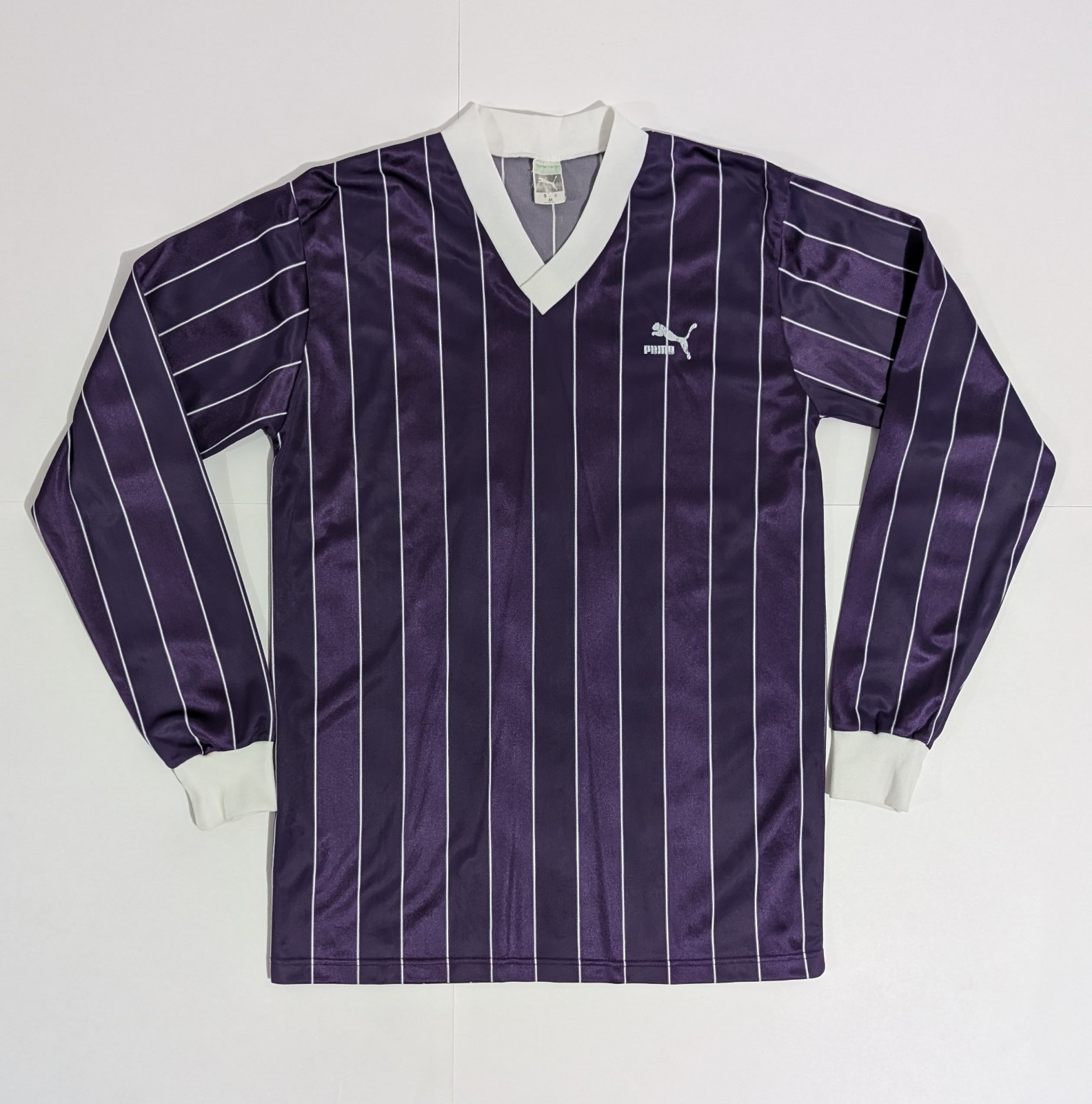 Puma Vintage 80s Soccer Jersey Purple White LS #9 Size M Made In West Germany
