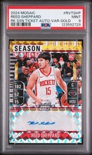 2024 Panini Mosaic Contenders Optic RC Reed Sheppard Gold Prizm Auto /10 PSA 9