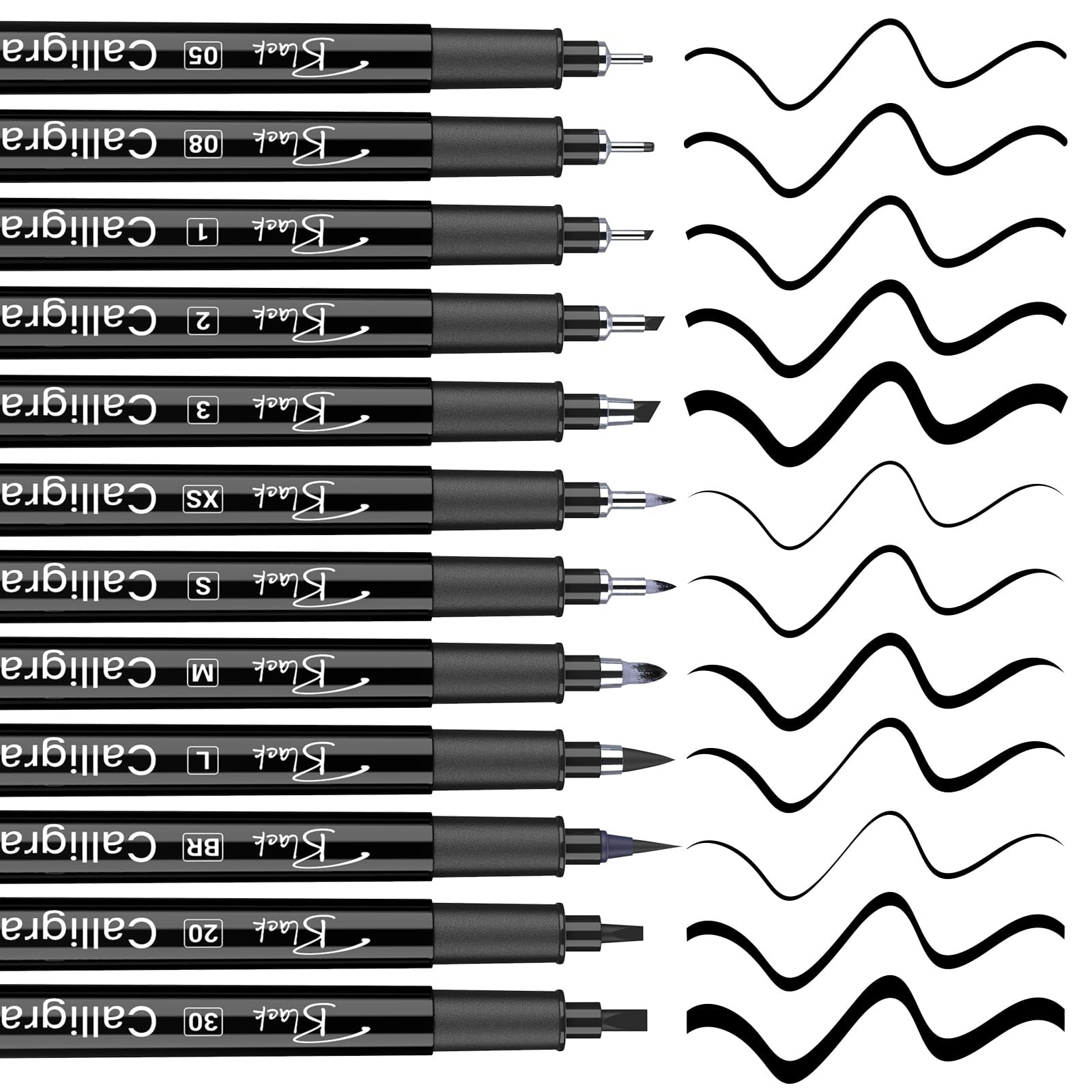 Stylos de Calligraphie Noirs à Encre Pigmentée Résistante à l'Eau pour Tracés Nets