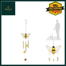 Bee & Honeycomb Wind Chime, Charming Black Yellow Metal, 53cm x 12cm 1 Pc