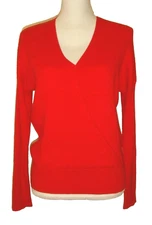 Elodie Women's  L Red Surplice Neck Ribbed Knit Long Sleeve Pullover Sweater