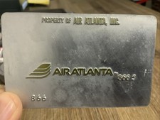 Vintage Air Atlanta Metal Ticket Validation Plate, Travel Agency Collectible