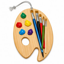 4" Christmas Paint Palette  Brushes Art Ornament - NEW NICE