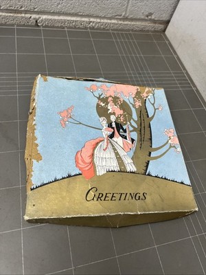 VINTAGE GREETINGS BOX LETTER WRITING KIT ART ARTWORK 1930s PROP