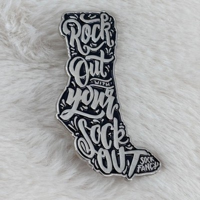 Rock Out With Your Sock Out Sock Fancy Advertising Lapel Pin