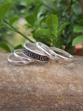 Set of 5 Sterling Silver Rings  Greek Key Band  Minimal Stacking Rin ,All Size