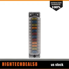 12-Way Fuse Box Holder Block With Damp-Proof Cover Kit For All Vehicle 12V-32V