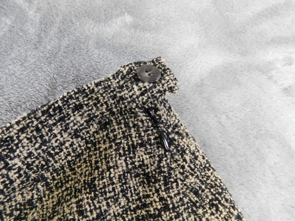 Falda MaxMara Mujer 40 Negro Tostado Mezcla Lana Tweed Midi Hendidura Italia Cápsula Foto 3 de 4