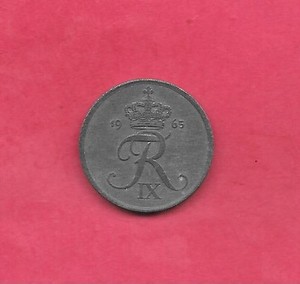 DENMARK DANISH KM840.2 1965 VF-VERY FINE CIRCULATED 2 ORE OLD VINTAGE ZINC COIN