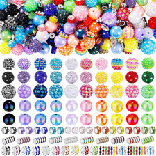 190PCS Beads for Pens Making, Rhinestone Bubblegum Beads Included 10 Colors Ro