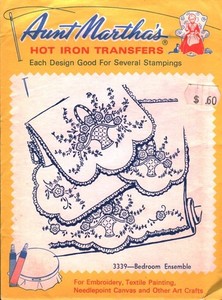 3339 Vintage Aunt Martha Embroidery Hot Iron Transfer Bedroom Ensemble UNCUT OOP