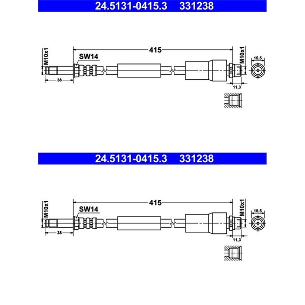 2X ATE BremsschlÄUche Hinten Passend FÜR MERCEDES-BENZ Sprinter VW Crafter-image