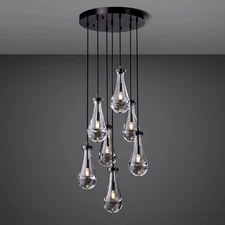 7 Light Raindrop Pendant Lamp Black Ceiling Chandelier Kitchen island Fixture
