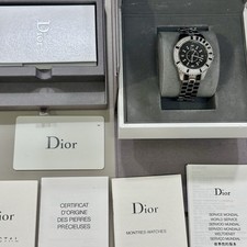 Dior Christal 33mm Steel Ceramic Diamond Black Dial Quartz Watch CD113119M001