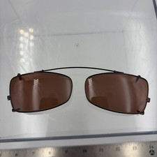 Vintage Clip On Polarized Sunglasses With Brown Lens And Metal Rims