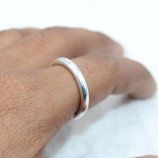 Solid 925 Sterling Silver Plain Band Ring Minimalist Stacking Ring Gift for Her