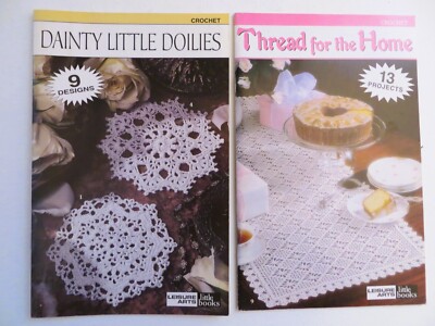 2 Leisure Arts Crochet Little Books Dainty Little Doilies Thread for the Home