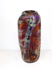 LOVELY UNIQUE HTF ARTIST SIGNED ANN WRIGHT ART GLASS PINCHED/TWISTED 6 1/4" VASE