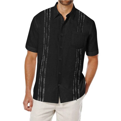 Men's Cuban Beach Wedding Casual Short Sleeve Guayabera Dress Shirt - Bild 4 von 23