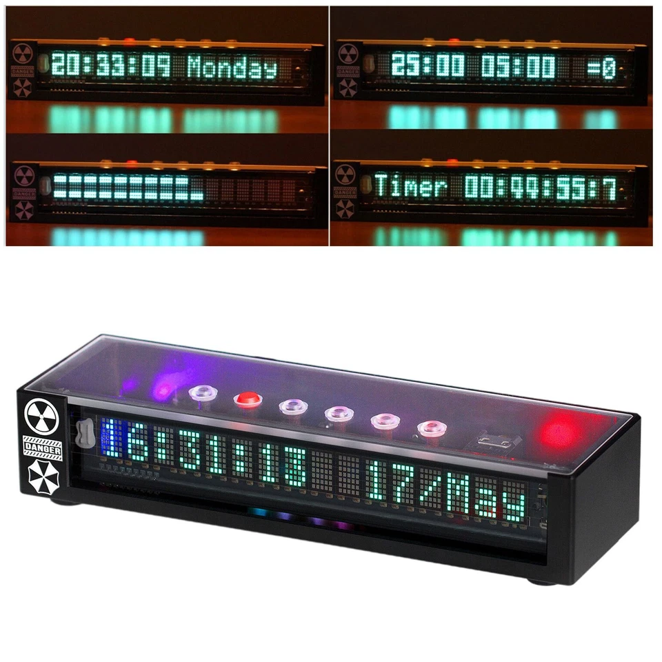 Home Retro VFD16 Audio Spectrum Clock MIC+LINE Sound Level Meter LED Display - Image 3 of 4