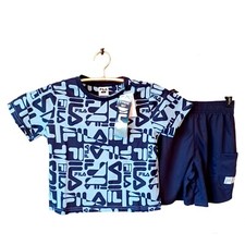 Fila Navy Blue Shorts Set 7 Boys Spellout T-Shirt Solid Shorts