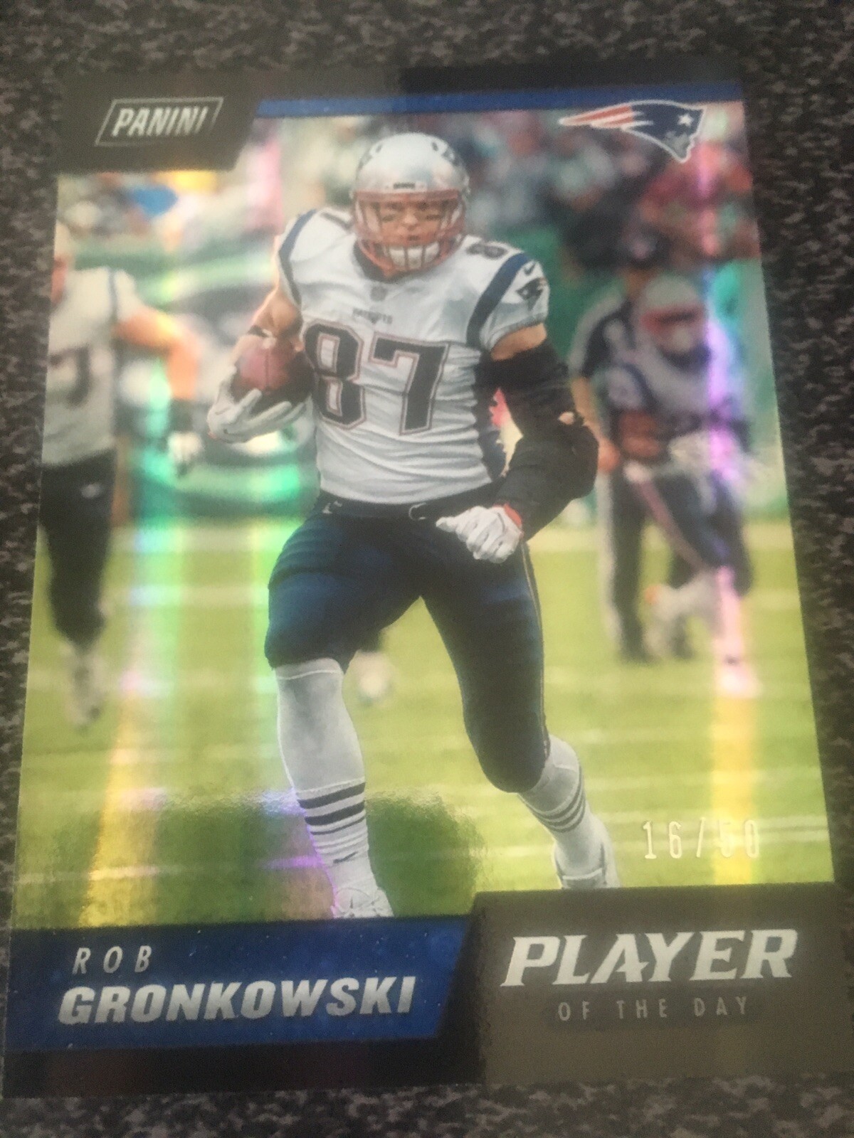 2018 PANINI PLAYER OF THE DAY FOIL CARD ROB GRONKOWSKI #16/50