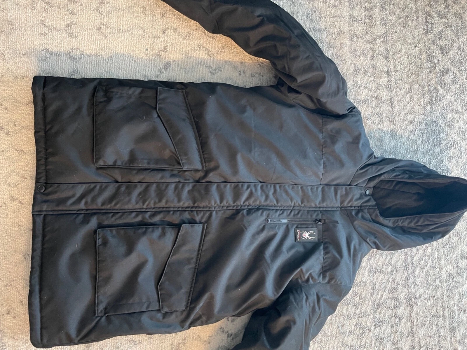 SPYDER Polar Men's Jacket Large Black HydroWeb ThermaWeb Parka Hooded Coat $299
