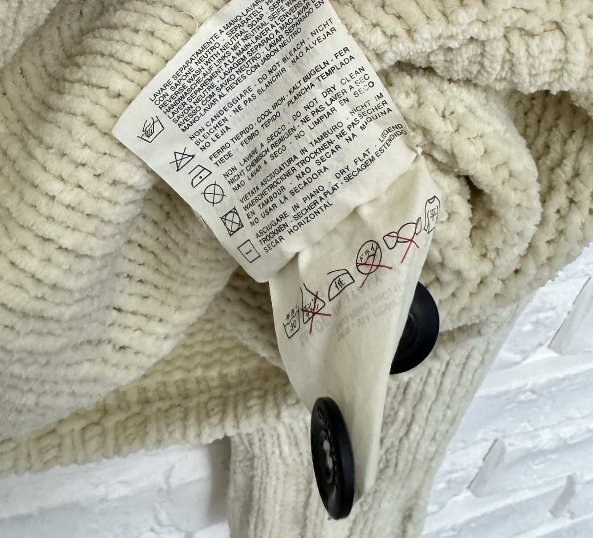 Vintage 90s Stone Island 1998 Chenille Knit Pullover Cream Vintage 90s Stone Island 1998 Chenille Knit Pullover Cream