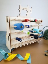 Porta Rocchetti filo cucito bobina fili 100 spolette per sarta in legno da banco