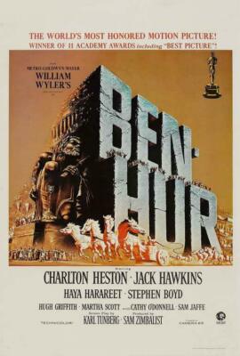 BEN-HUR Movie POSTER 27 x 40 Charlton Heston, Jack Hawkins, Stephen Boyd, C