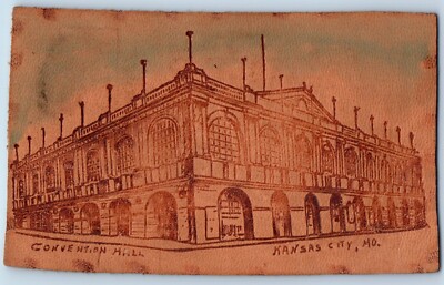 Kansas City Missouri MO Postcard Convention Hall Building Scene Street Leather