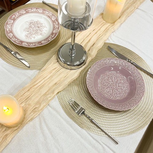 Round PVC Placemats Set of 4 Table Mats Heat Resistant Non-Slip for Dining Ta... - Picture 5 of 7