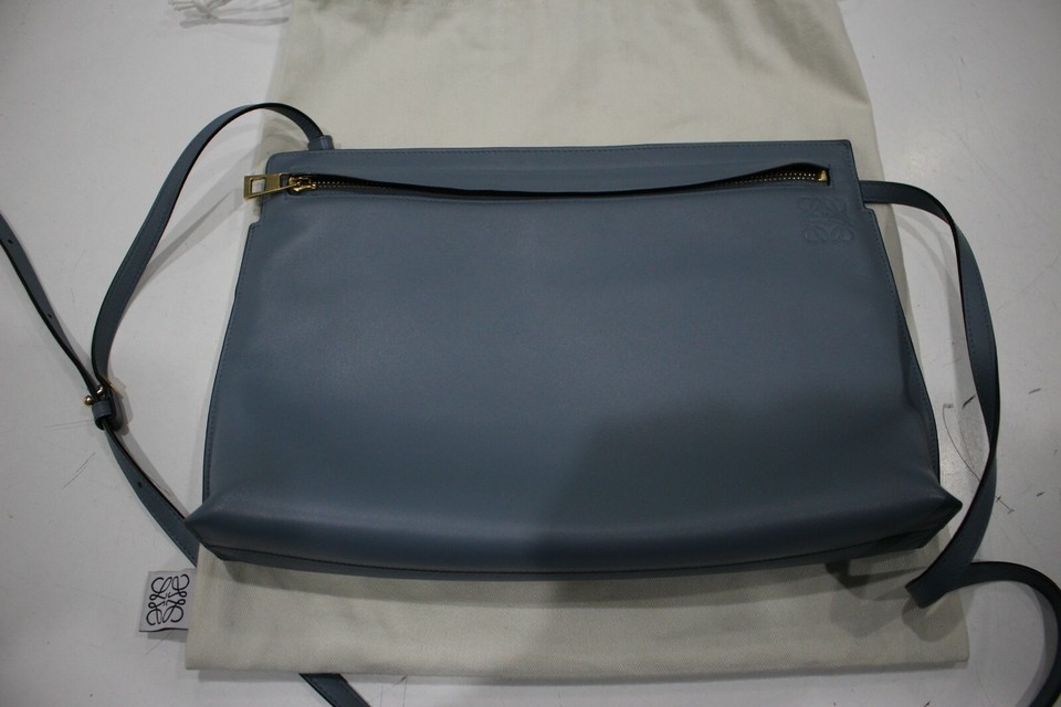 LOEWE T Messenger Leather Bag Light Blue 