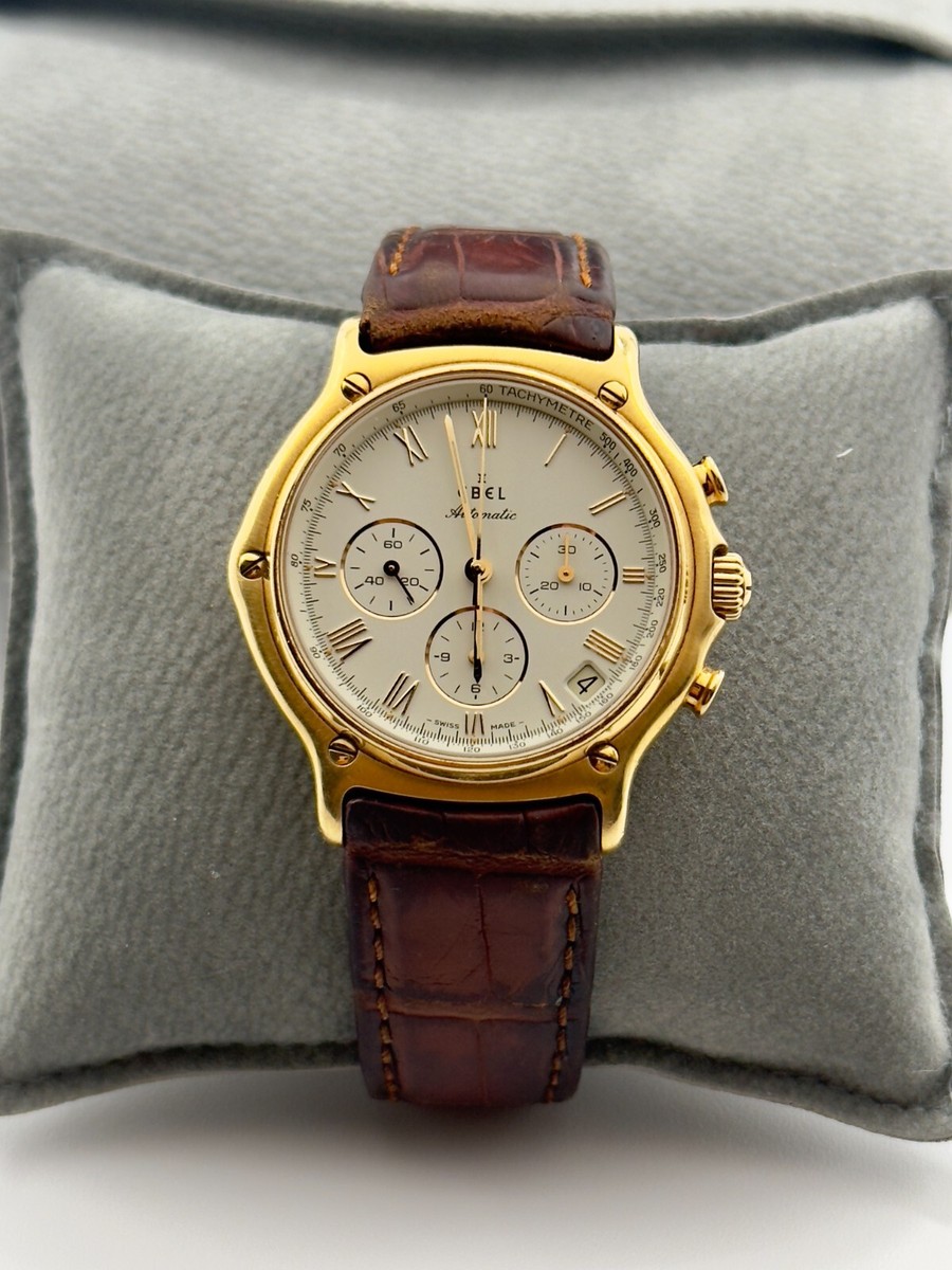 18K Yellow Gold Ebel 1911 Chronograph Ref. 8134901 Men's Watch 38